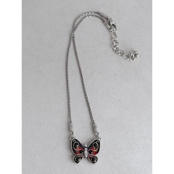 Brighton Butterfly Pendant Necklace Reversible Aurora Borealis Crystal Retired - Picture 3 of 9